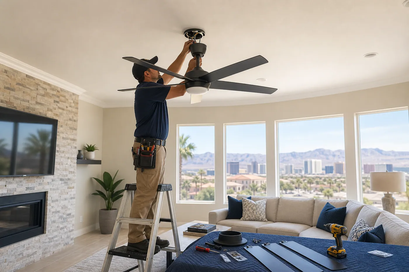 Ceiling Fan Installation in Las Vegas Ceiling fan installation project photo for Mr. B Handyman Services in Las Vegas
