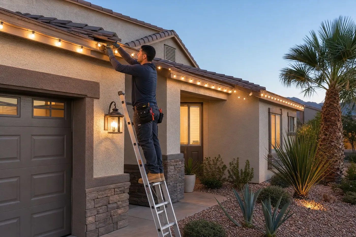 Holiday Lights Installation in Las Vegas Holiday lights installation project photo for Mr. B Handyman Services in Las Vegas