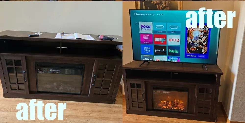 TV Stand And Fire Place project photo by Mr. B Handyman Services in Las Vegas