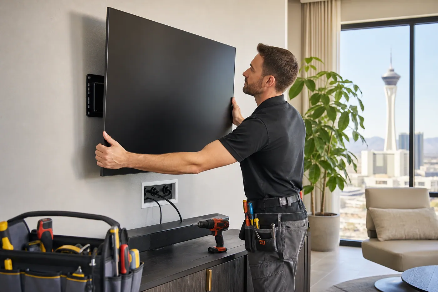 TV mounting project photo for Mr. B Handyman Services in Las Vegas