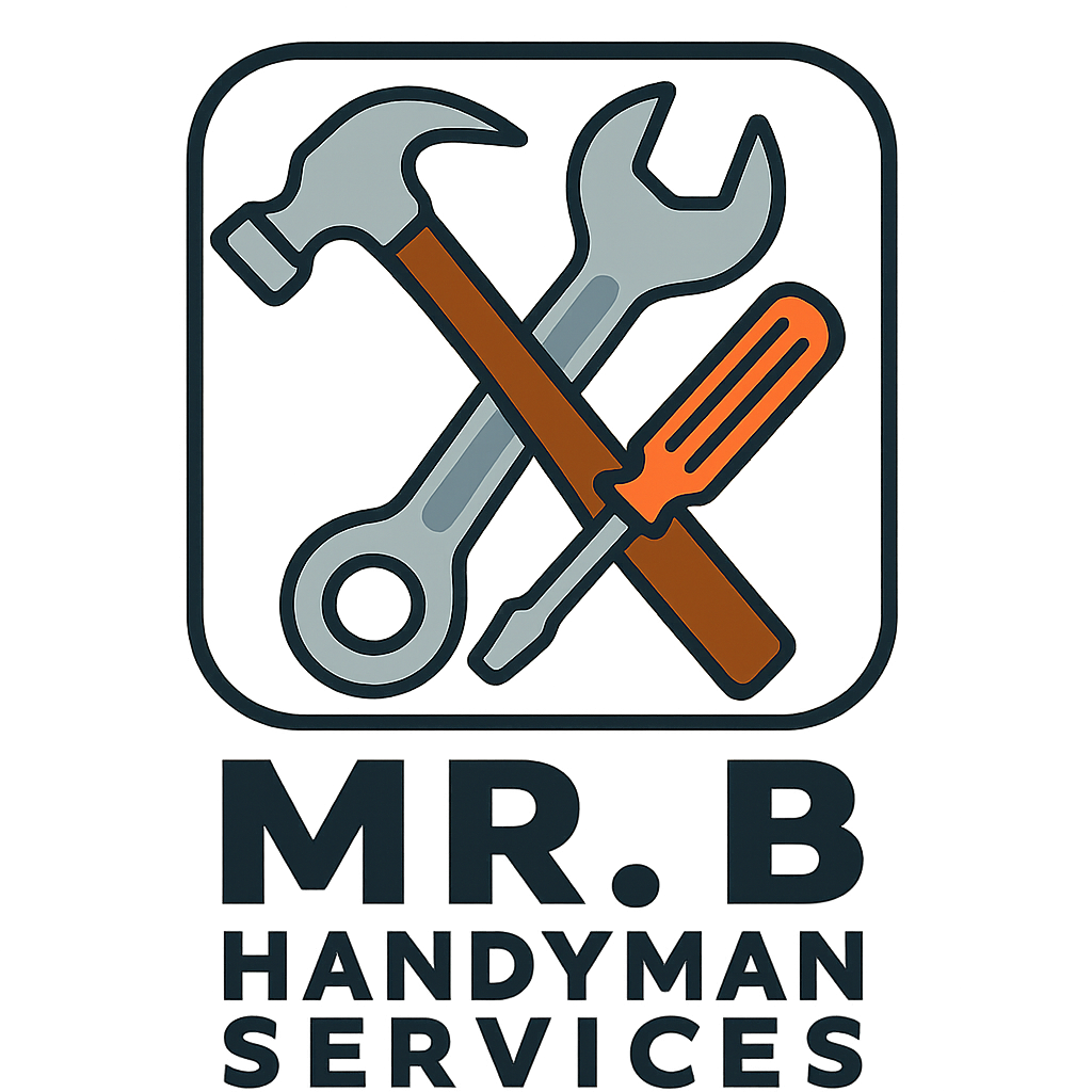 Company logo for Mr. B Handyman Services displaying handyman tools and business name.